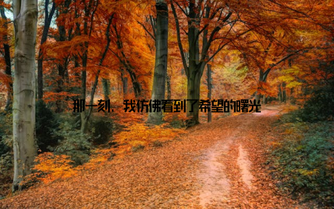 那一刻, 我仿佛看到了希望的曙光