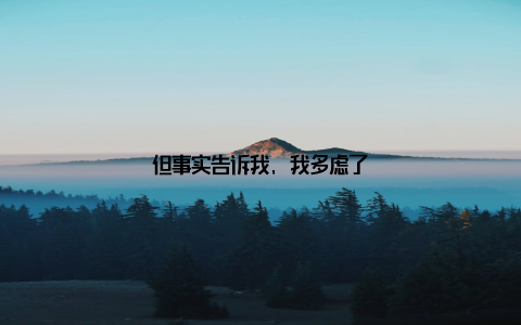 但事实告诉我, 我多虑了
