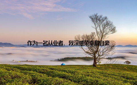 作为一名从业者, 我深感荣幸和自豪