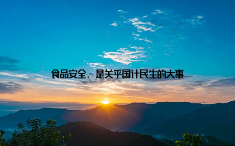 食品安全, 是关乎国计民生的大事