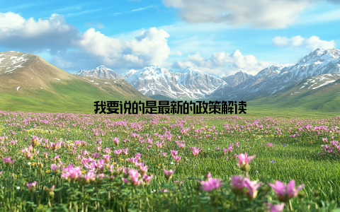 我要说的是最新的政策解读