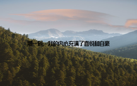 那一刻, 我的内心充满了喜悦和自豪