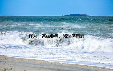 作为一名从业者, 我深感自豪