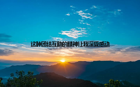 这种团结互助的精神让我深受感动